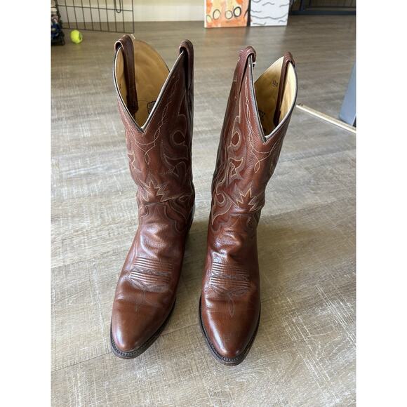 Dan Post Cowboy Boots Mens 11 D Brown Leather Snip Toe Western Pull On main image 10